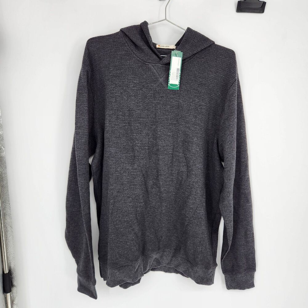 NWT Marine Layer Men's Dark Grey Large Waffle Hoodie NWT